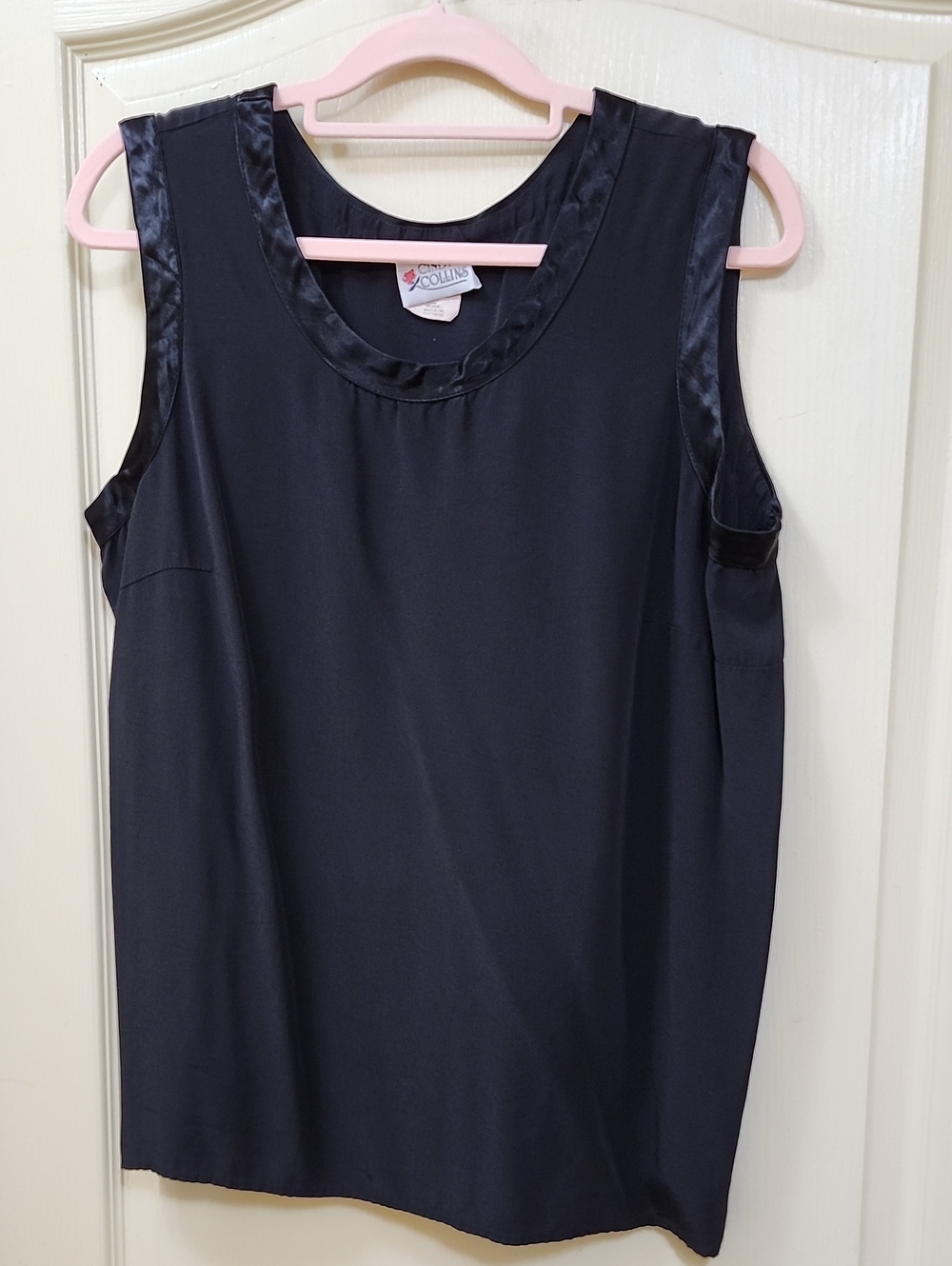 Vintage Cindy Collins Black Sleeveless Blouse - Picture 1 of 4